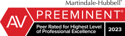 Martindale Hubbell | AV Preeminent | Peer Rated for Highest Level of Professional Excellence | 2023